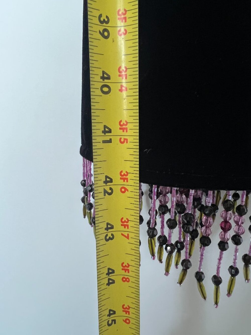 Vintage Y2K Betsey Johnson Black Velvet Beaded Fringe Dress S - Picture 13 of 13